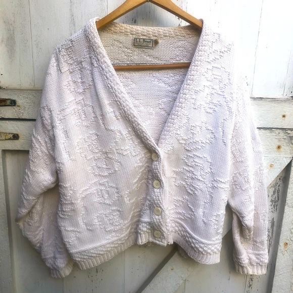 SOLD-Vintage L.L. Bean 100% cotton cardigan made in USA - Picture 3 of 14